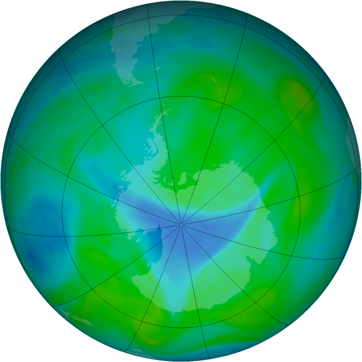 Antarctic ozone map for 26 December 2007